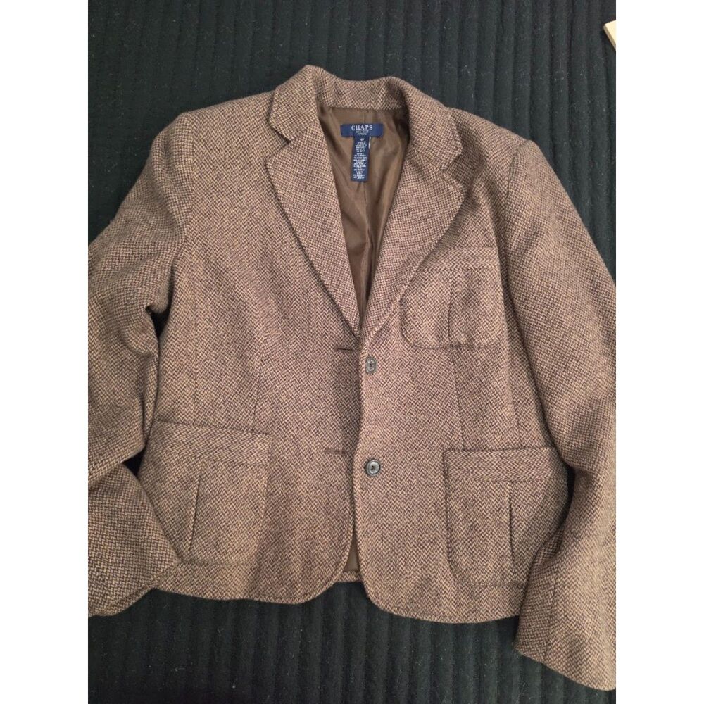 Women's vintage 90s Ralph Lauren Chaps brown herringbone tweed blazer 16P